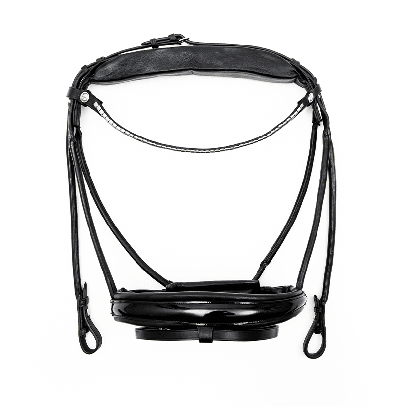 Finesse trense, Rundsyet, Sort/Sort M. LAK - Sølv - HEYO