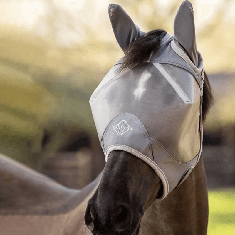 LeMieux Fluemaske Grå - ArmourShield Pro Standard Fly Mask med ører